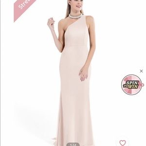 Fitted/stretchy dress with pearl collar attached.